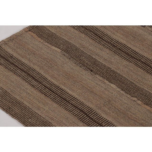 Tribal Vintage Persian Kilim, Earth-Toned Monochromatic Vertical Stripes For Sale - Image 3 of 8