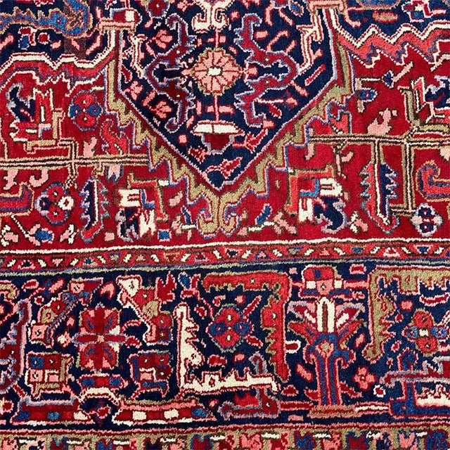 1950s Old Persian Heriz Area Rug 8’3″ X 11’10” For Sale - Image 10 of 13