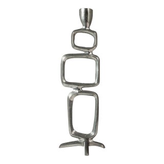 Mid-Century Modern Brutalist Candlestick Holder in Solid Aluminum Attributed to Matthew Hilton, United Kingdom, C. 1980s For Sale