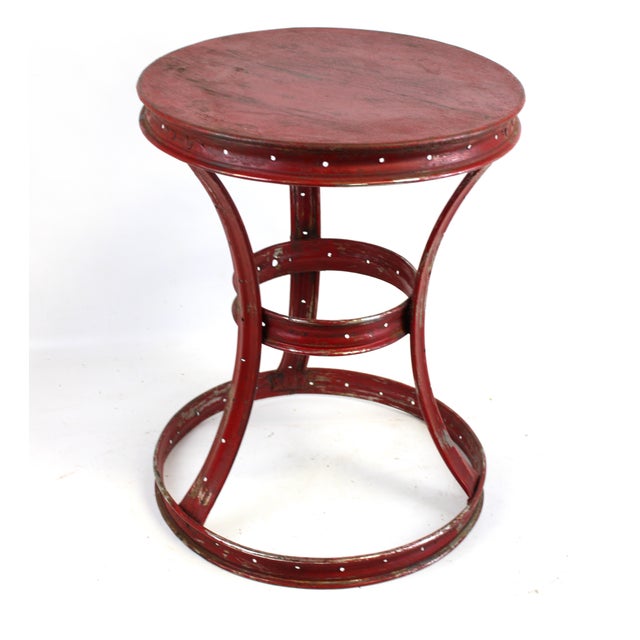 Side Table Round Dark Red Hint of Black Vintage For Sale - Image 4 of 9