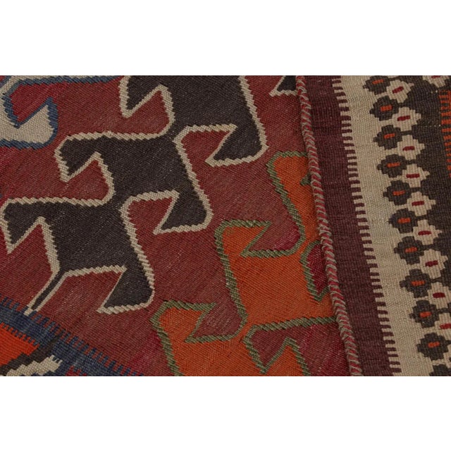 Textile 1950s Vintage Afghani Tribal Kilim Rug With Geometric Patterns For Sale - Image 7 of 7