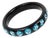 Black Resin Bracelet Bangle with Baby Blue Crystal Rhinestones For Sale