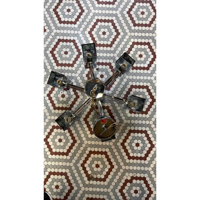 Vintage 1970’s Mid Century Fredrick Ramond Chrome Chandelier For Sale In Chicago - Image 6 of 10
