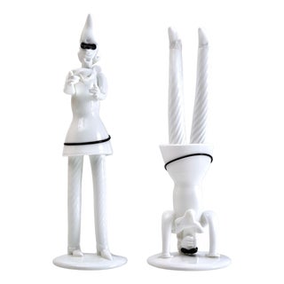 Tiepoleschi Figurines Pulcinella by Fulvio Bianconi for Venini, 1955, Set of 2 For Sale