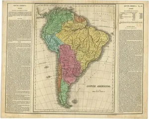 Antique Map of South America, 1822