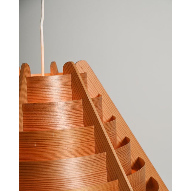 Swedish Pine Pendant Lamp in the style of Hans Agne Jakobsson, 1960s For Sale - Image 3 of 9