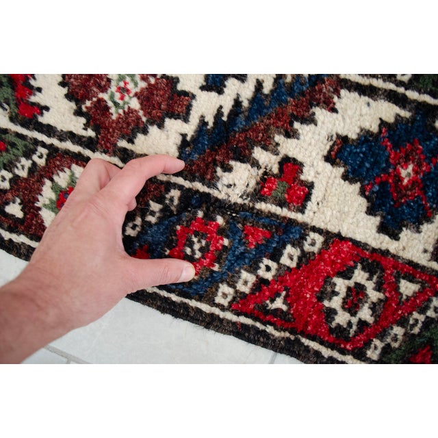 1960s Authentic Turkish Rug, Red & Indigo Wool Carpet, Hand-Spun Anatolian Rug, Sustainable Antique Rug For Sale - Image 15 of 16