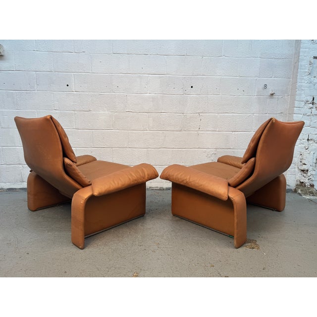 1970s Leather Lounge Chairs Designed by Giovanni Offredi for Saporiti Italia For Sale - Image 9 of 18