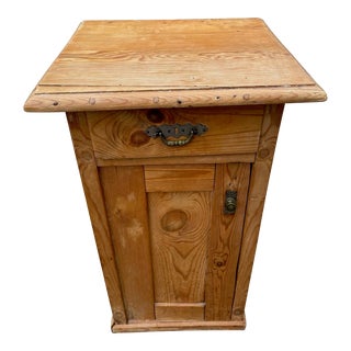 Antique Scrubbed Pine Nightstand, Bedside Table For Sale