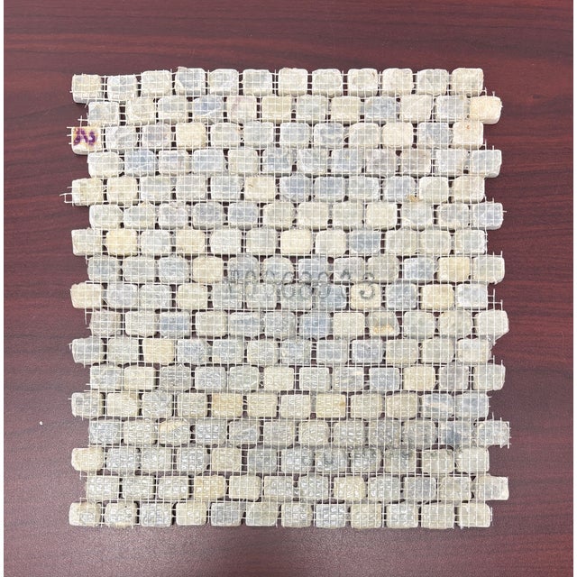 Sky Blue Marble Honed 3/8" X 5/8" Brick Mosaic For Sale - Image 4 of 4