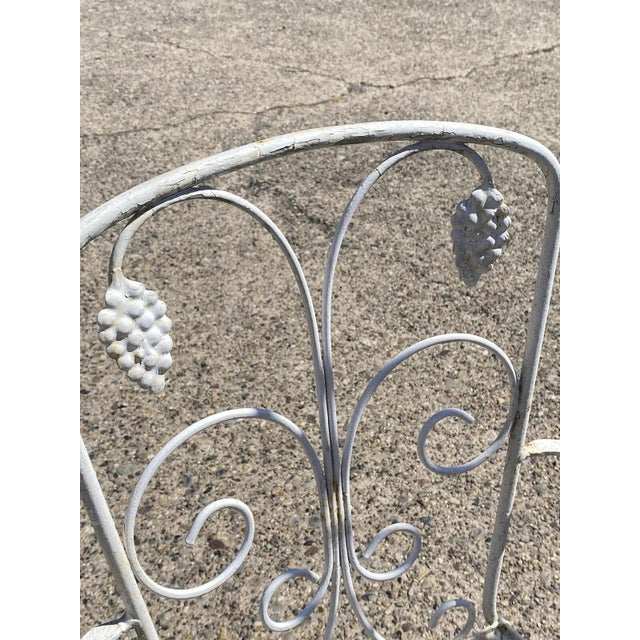 White Vintage John Salterini Grapevine Wrought Iron Garden Patio Dining Set - 7 Pc Set For Sale - Image 8 of 11