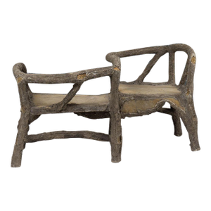 Mid-Century French Faux Bois Concrete Confident or Tête-à-Tête Garden Bench