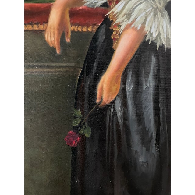 Antique Fine Art Original Signed Painting of Woman on Balcony For Sale In Los Angeles - Image 6 of 11