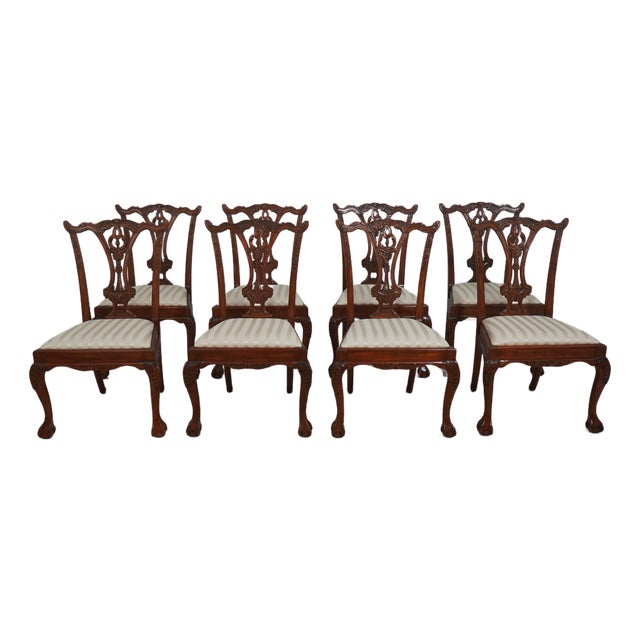 Set of 8 Mahogany Chippendale Style Dining Chairs For Sale