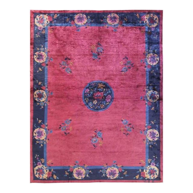 Antique Art Deco Chinese Rug 8'11" X 1'7" For Sale