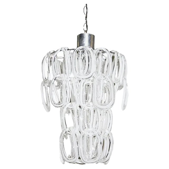 Chandelier in Murano Glass by Angelo Mangiarotti, 1970s For Sale