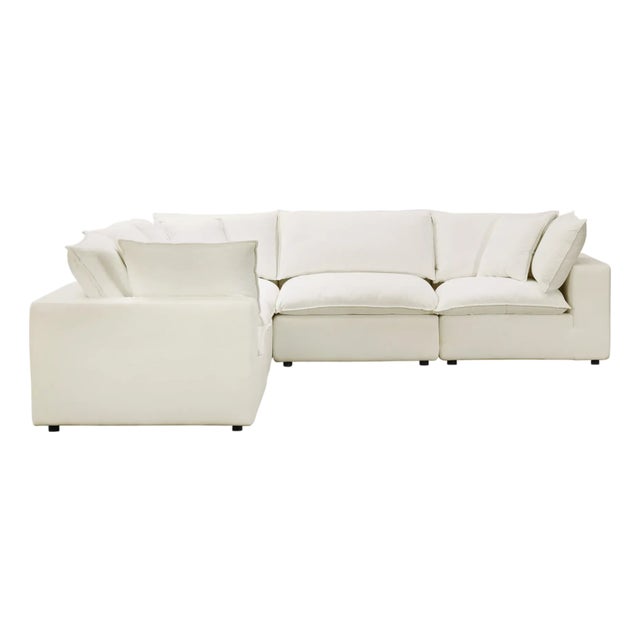 Wood Cali Natural Performance Fabric Modular L-Sectional For Sale - Image 7 of 7