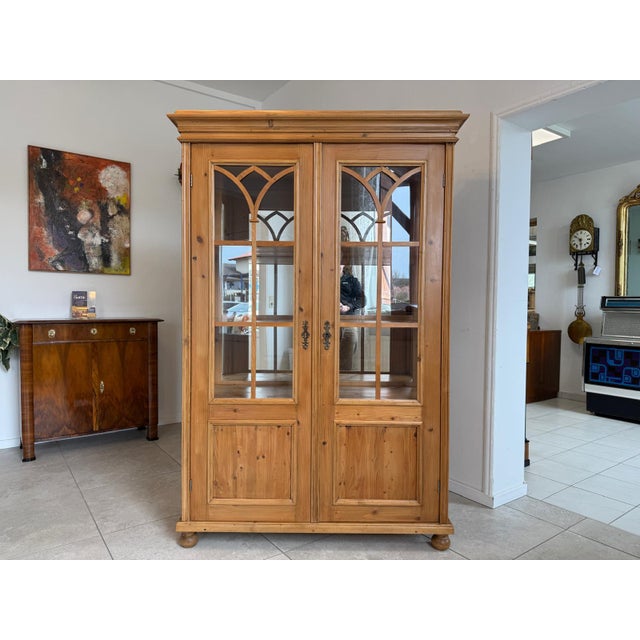 Farmhouse Rustic Display Cabinet For Sale - Image 4 of 11