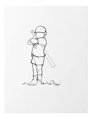 Little Slugger Drawing on Linen