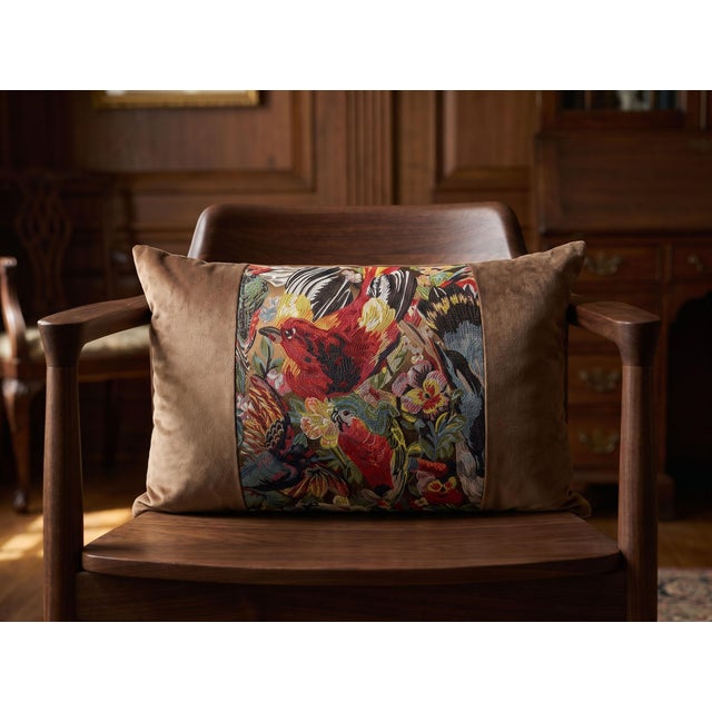 Handmade Mocha Velvet Tropical Cushion Cover For Sale - Image 4 of 15