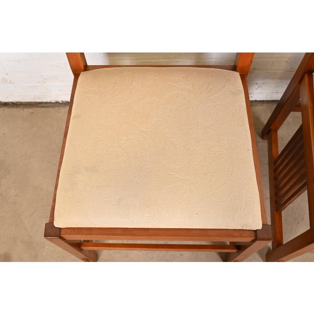 Brown Stickley Mission Arts & Crafts Cherry Wood High Back Spindle Dining Chairs, Set of Six For Sale - Image 8 of 12