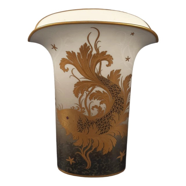 Handmade 24 Karat Gold-Plated Porcelain Goldfish Vase from Morbelli, 1970s For Sale