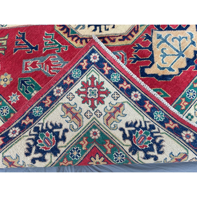 Red Karachov Kazak Hand-Knotted Wool Rug - 9'6" X 10'4" For Sale - Image 12 of 12