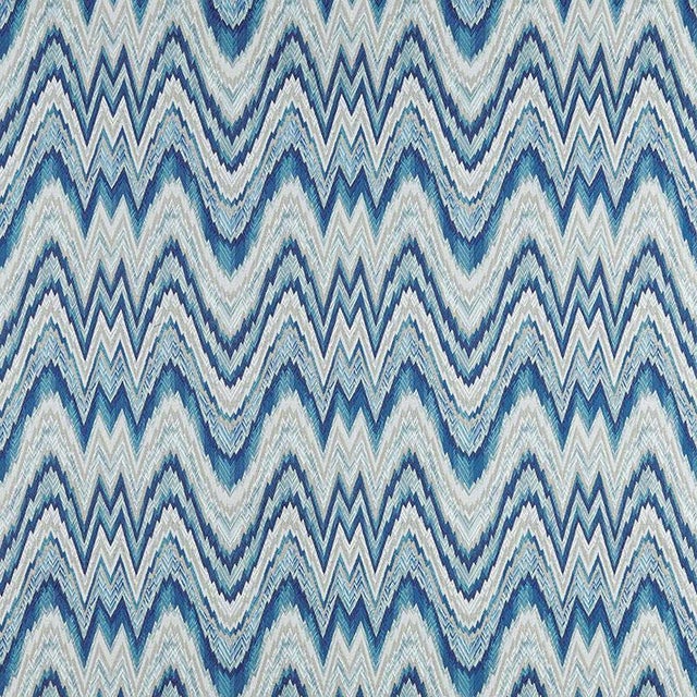 Sample - Schumacher Valkyrie Flame Stitch Fabric in Delft For Sale