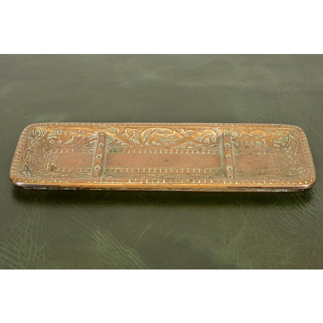 A gorgeous Art Deco or Arts & Crafts period "Viking" collection bronze pen tray In the manner of Tiffany Studios By...