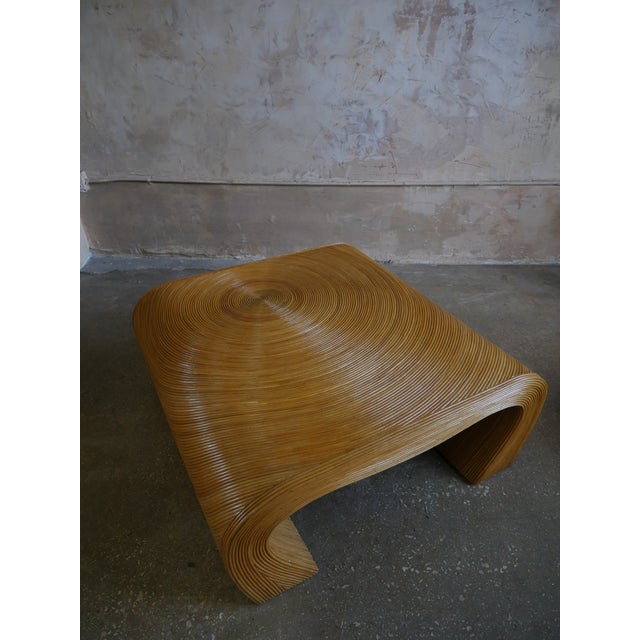 1980s Coastal Pencil Reed Rattan Restored Coffee Table | Chairish