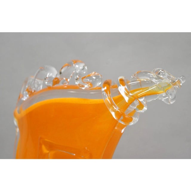 Late 20th Century Ion Tamaian Postmodern Orange Blown Art Glass 20" Large Abstract Face Sculpture For Sale - Image 11 of 18