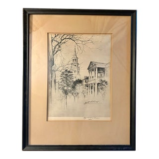 Vintage Elizabeth O’Neill Verner Hand-Signed Charleston “St. Michael’s” Collotype For Sale