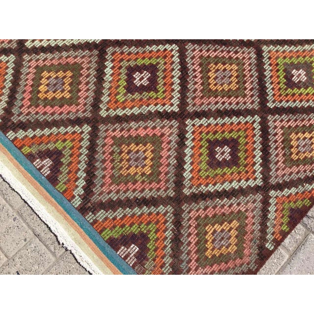 Vintage Turkish Kilim Rug - 72.5" X 126" For Sale - Image 9 of 11