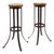 Brutalist Bar Stools in Oak and Wrought Iron, 1960s, Set of 2 For Sale