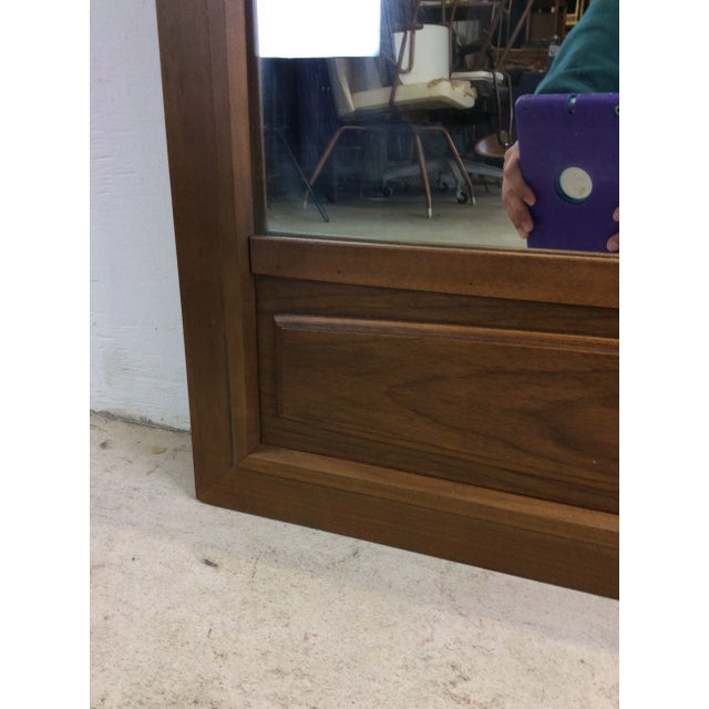 1960s Mid Century Modern Wall Mirror With Walnut Accent Panel For Sale - Image 5 of 12