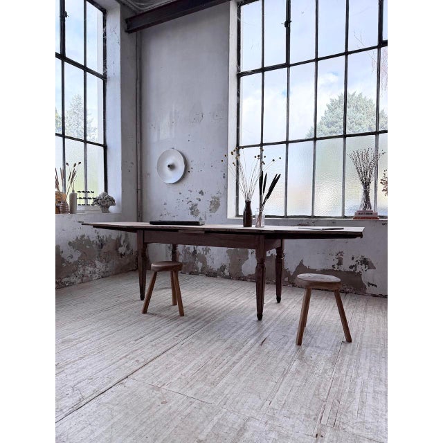 Vintage Farmhouse Table in Oak with Integrated Extensions, 1950s For Sale - Image 12 of 18