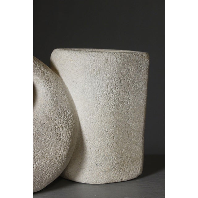 Stone Mid-Century Modern Brutalist Carved Stone Lamp with Vase, 1970s For Sale - Image 7 of 13