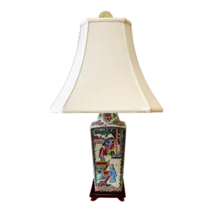 Chinese Porcelain Famille Rose Vase Turned Into Lamp