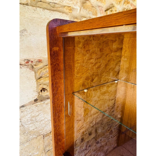 Wood Mid-Century Oak Bookcase with Sliding Glass Doors, 1960s For Sale - Image 7 of 18