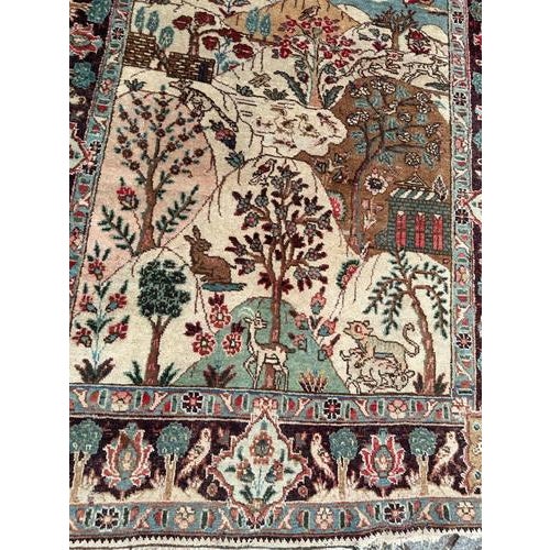 Beautiful mid century pictorial Tabriz rug with nice childish design and beautiful colours with sky blue, green, yellow...