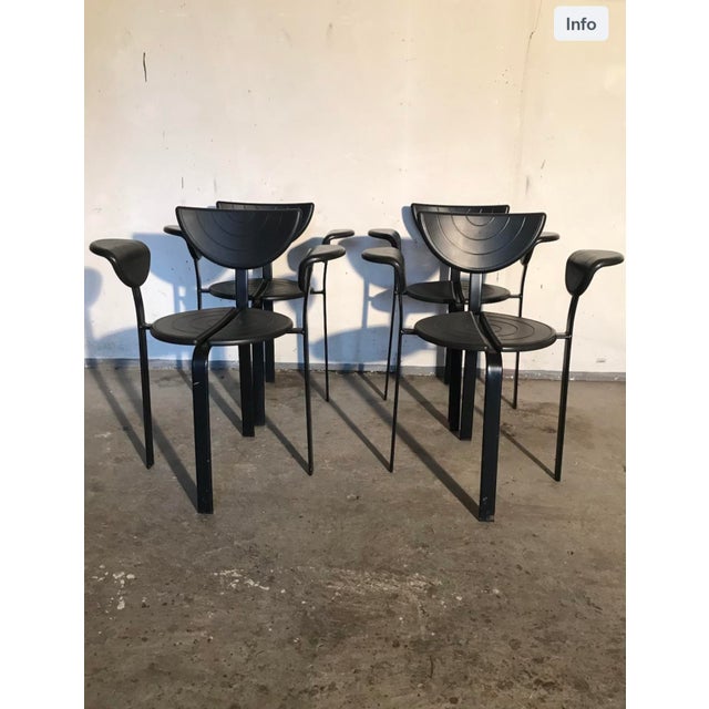 Rare LUNA armchairs Design: Gammelgaard & Mathiasen for Bent Krogh Metal + rubber with armrests Color: black The chairs...