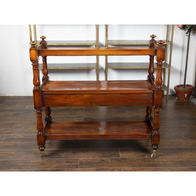 English 1820s Mahogany Trolley on Casters with Open Shelves and Two Drawers For Sale - Image 11 of 12