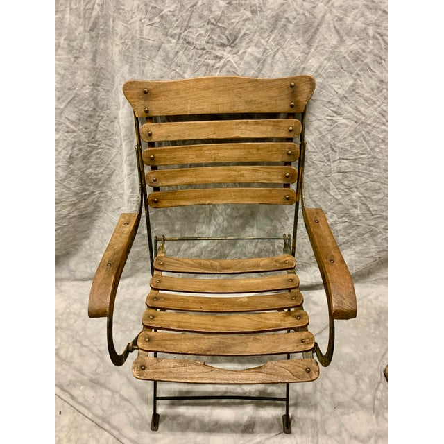 Original vintage wood and iron folding chair from south of France