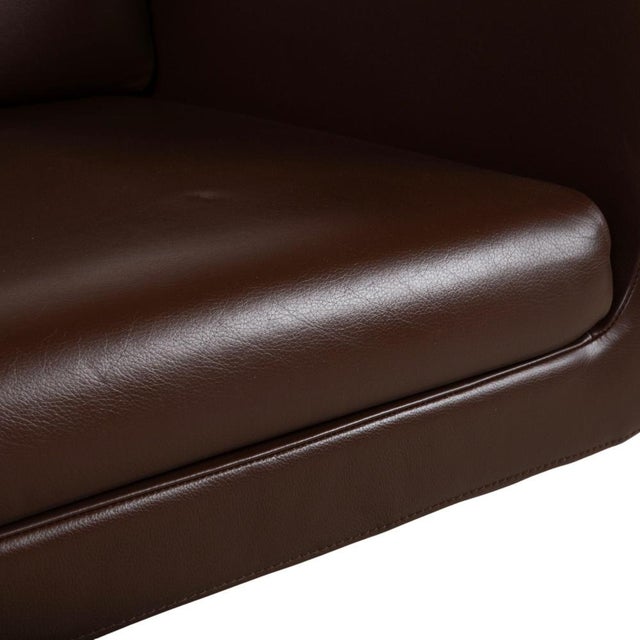 Brown Pavo Leather Chrome Armchair in Brown with Manual Reclining Function by FSM For Sale - Image 8 of 18
