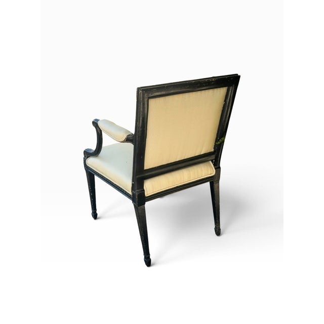 1 of 2 Antique Directoire Arm Chair W Nancy Corzine Yellow Upholstery For Sale In Los Angeles - Image 6 of 8
