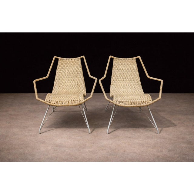 Mid-Century Modern Brazilian Modern Armchairs in Iron & Sisal, Carlo Hauner, 1950s For Sale - Image 3 of 14