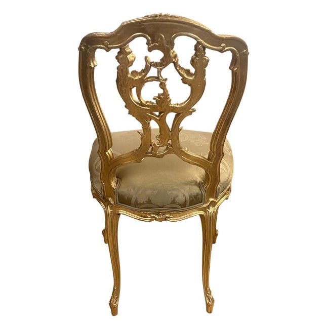 19th Century 19th Century French Hand-Carved Gilded Chair For Sale - Image 5 of 8