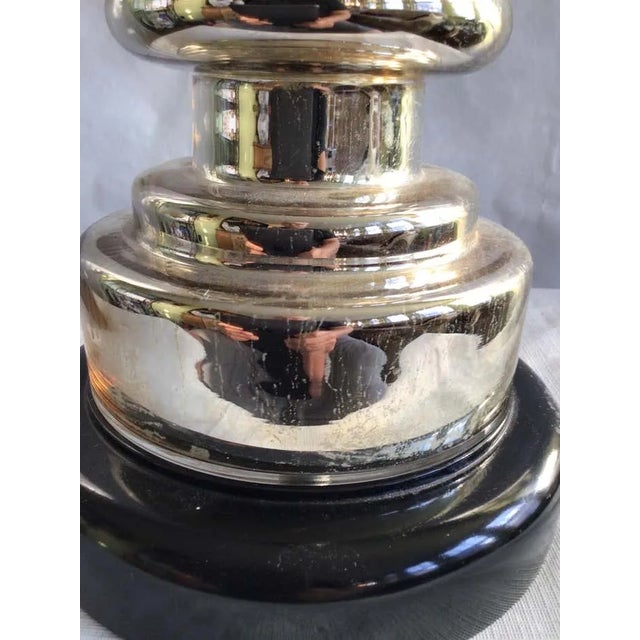 1970s Mercury Glass Table Lamp on Wood Painted Base For Sale - Image 11 of 12