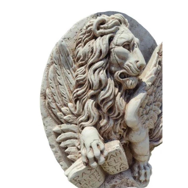 Baroque Relief in Asiago Biancone Marble Depicting the Lion of Saint Mark For Sale - Image 3 of 7