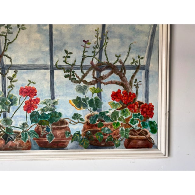 1980's Toni Dalton Window Flowers Still Life Oil Painting, Framed For Sale - Image 4 of 13